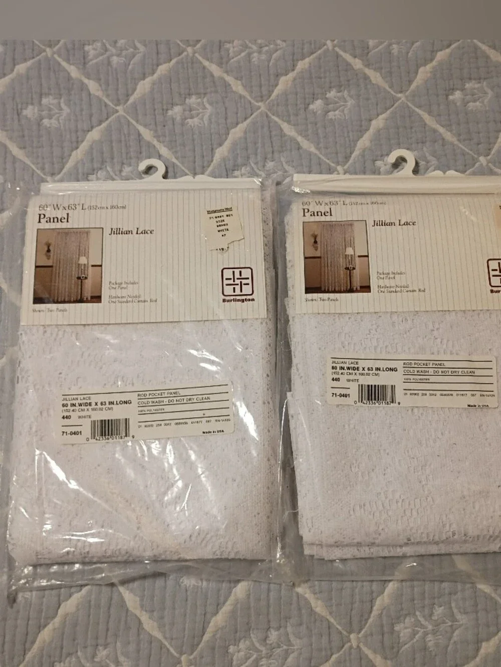 Vintage Burlington Jillian Lace White Curtain Panels Set